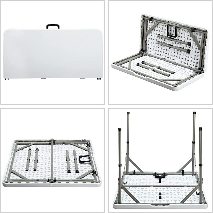 Розкладний стіл HollyHOME, квадратний, 87 см, кемпінговий стіл, розкладний стіл, водонепроникний, садовий стіл, балконний стіл, портативний розкладний стіл, обідній стіл для кухні, барбекю, кейтерингу, вечірки, білий, 87 см * 87 см