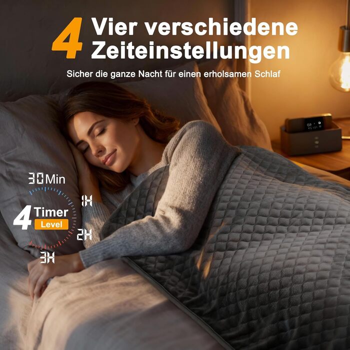 Грілка XXXL з автоматичним вимкненням (80 x 60 см), електрична грілка з 6 температурними режимами та 4 таймерами для спини, плечей, живота, ніг, швидкий нагрів, можна прати в пральній машині 6080 см