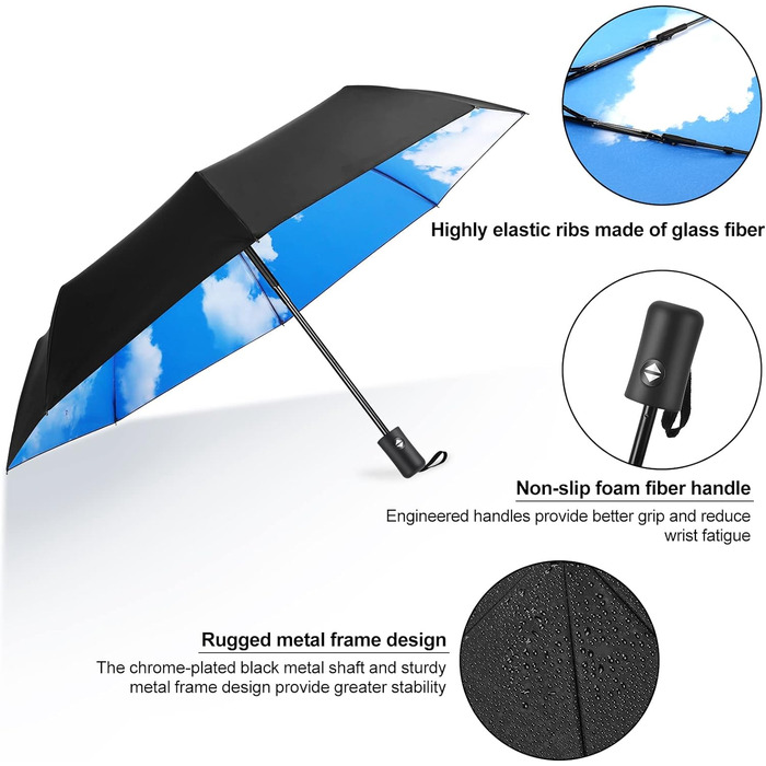 Складна туристична парасолька JIGUOOR вітрозахисна міцна 8-реберна захист від ультрафіолету Компактна парасолька зі стійкістю до ч