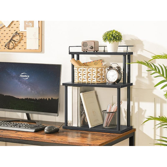 Стійка для спецій HOOBRO, кухонна полиця, 3-рівнева стійка для зберігання, органайзер для столу, для кухонної стільниці, столу, кабінету, офісу, чорна EBB02TL01