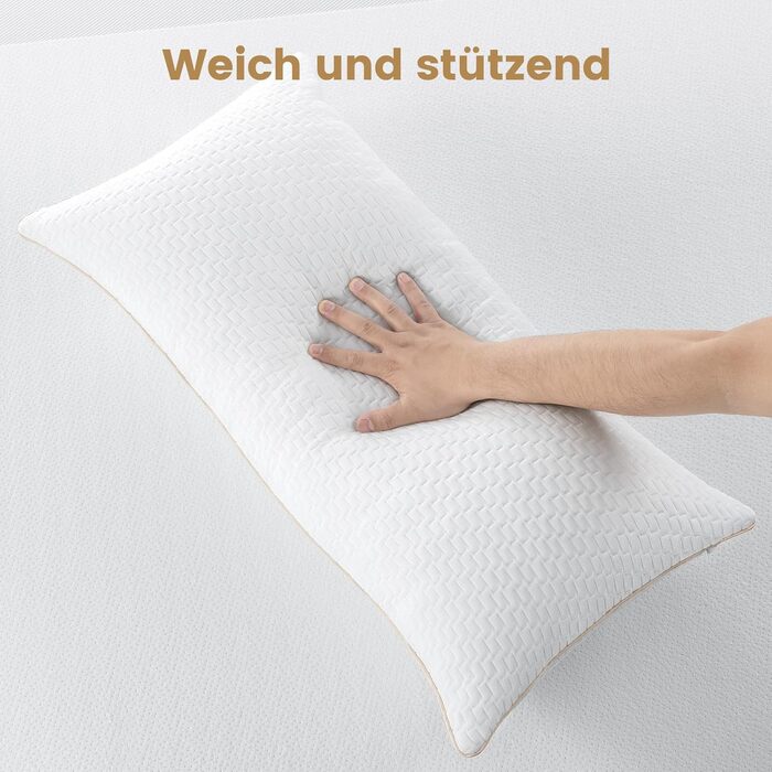 Подушка BedStory 40x80, 2 шт., зі знімним чохлом з бамбукового волокна, антикліщова та антибактеріальна, подушки виготовлені з мікрофібри 950 г x 2, гіпоалергенні, зручні, м&39які та дихаючі, 2 шт. (1 упаковка) 40x80 см