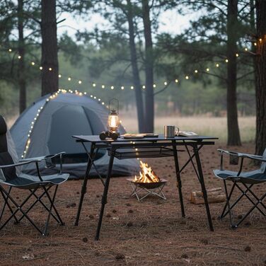 Складаний кемпінговий стіл CampFeuer 90,5 x 51,5 см Складаний стіл з сумкою для перенесення, садовий стіл, дорожній стіл Складаний стіл з регульованою висотою, вуличний стіл, бічний столик Балконний стіл, багатофункціональний стіл (чорний)