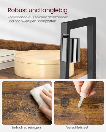 Книжкова полиця VASAGLE, полиця-драбина, 5 ярусів, вузька полиця, відкрита окремостояча полиця для кабінету, вітальні, спальні, кухні, промисловий дизайн, вінтажний коричнево-чорний LLS067B01 Вінтажний коричневий чорний 5 полиць (60Ш x 170В см)