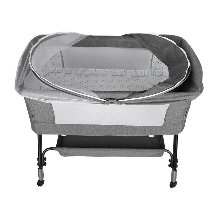Дитяче ліжечко 3-в-1, дитяча колиска та дорожнє ліжечко, 4-рівневе регулювання висоти дитячого ліжечка, відкидне ліжко, колиска для дітей вагою до 25 кг - 104 x 52 x 100-110 см - Білизняно-сірий колір
