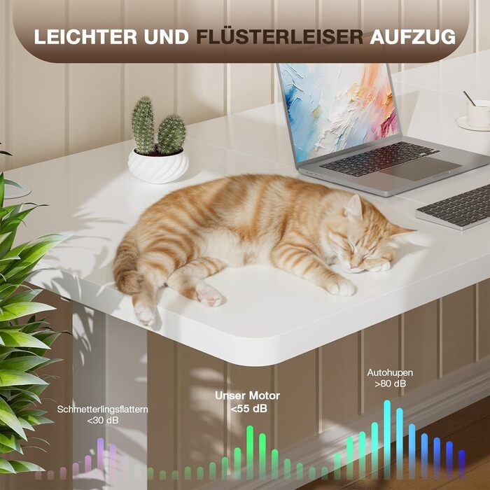 Стіл з регульованою висотою 140 x 60 см, електрично регульований стіл для офісу, комп&39ютерний стіл з функцією пам&39яті, стіл для роботи стоячи, білий 140 x 60 см