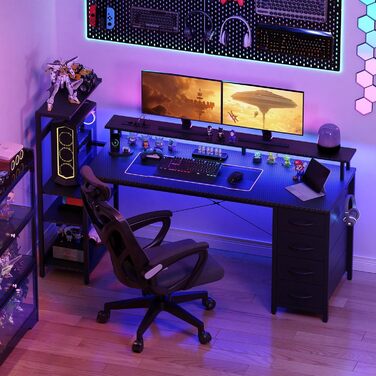 Ігровий стіл YOUDENOVA, 150 x 50 см, метал / дерево / вуглецеве волокно, чорний