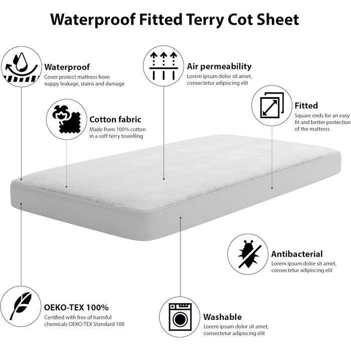 Дитяче ліжко Love For Sleep Jacob, біле, з шухлядою, 120 x 60 см, з матрацом та чохлом, дерев&39яний захисний бар&39єр, захисний чохол