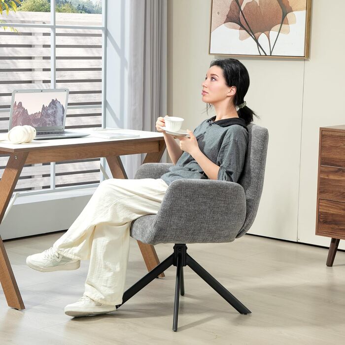 Крісло HOMCOM для вітальні, крісло для відпочинку зі сталевими ніжками, крісло для читання з лляним виглядом, м&39яке крісло для спальні темно-сірого кольору