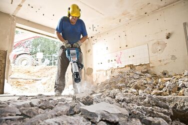 Ударний відбійний молоток GSH 16-28 (потужність 1750 Вт, тримач 28 мм, вкл. загострене зубило, ручка для перенесення, візок) 28 мм