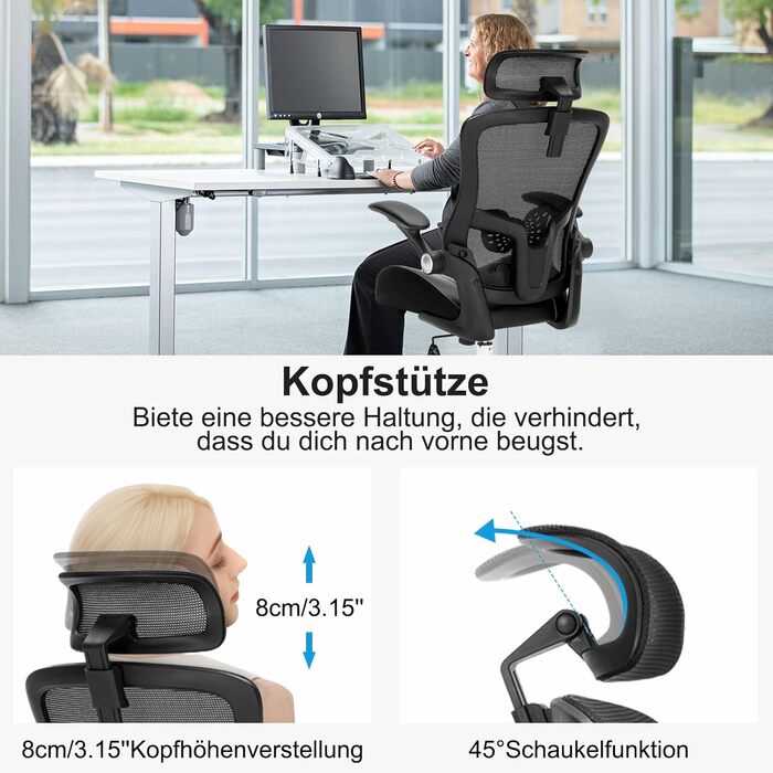 Офісний стілець 180 кг, ергономічний стілець для столу, комп&39ютерний стілець, обертовий стілець, офісні стільці, сітчастий стілець з регульованим підголівником, поперековою опорою, відкидними підлокітниками та латексною подушкою сидіння