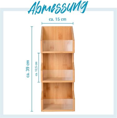 Бамбукова полиця для спецій, кухонна полиця для стільниці, включаючи протиковзкі накладки, полиця-органайзер, кухонний органайзер для кухні, їдальні, офісу, ванної кімнати, 15 см