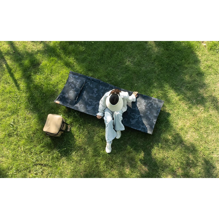 Надлегке розкладне похідне ліжко 190x70 см з алюмінію, компактне кемпінгове ліжко, легке в установці, міцне кемпінгове ліжко для наметів, походів на свіжому повітрі, подорожей, пляжу - камуфляжно-чорне