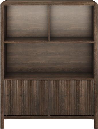 Висока тумба, Комод, Сервант, 103 x 80 x 28 см, Багатоцільова шафа, Шафа для вітальні з 2 дверцятами та 5 відділеннями, Шафа для вітальні, Під горіх, Під горіх, 103 x 80 x 28 см