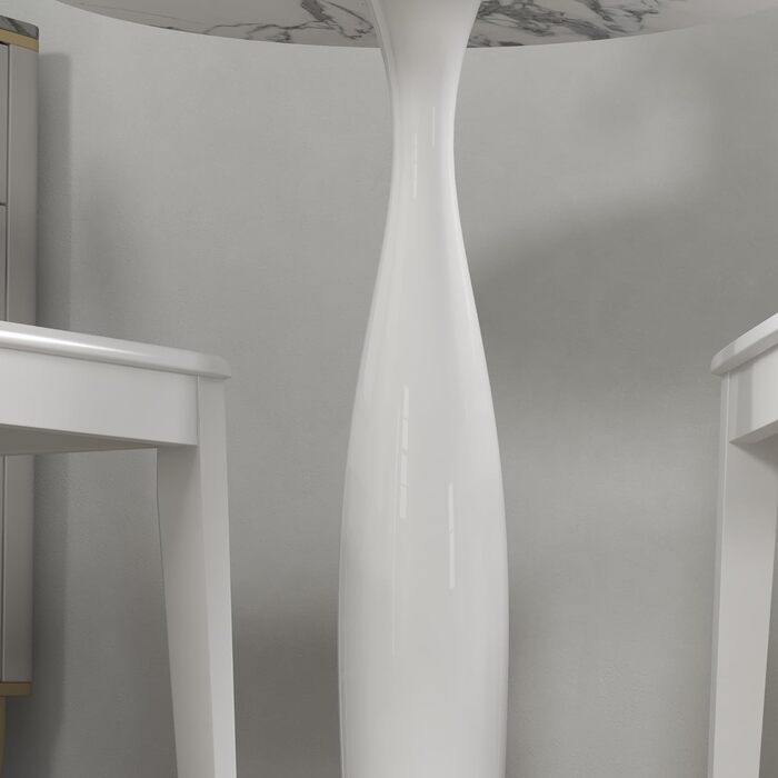 Обідній стіл HOMCOM 70 x 70 см Круглий кухонний стіл для 4 осіб Обідній стіл з мармуровим виглядом, ніжка-п&39єдестал, журнальний столик Сучасний стіл для кухні, їдальні та вітальні Білий