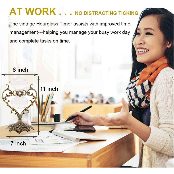 Пісочний годинник SuLiao для Uten, Поворотний на 720, Старовинний білий пісочний годинник, Вінтажний пісочний годинник 1 Hora Reloj de Arena, Великий метал, Пісочний годинник, Офіс, Письмовий стіл, Дім, Весільне оформлення (Білий, 60 хв)