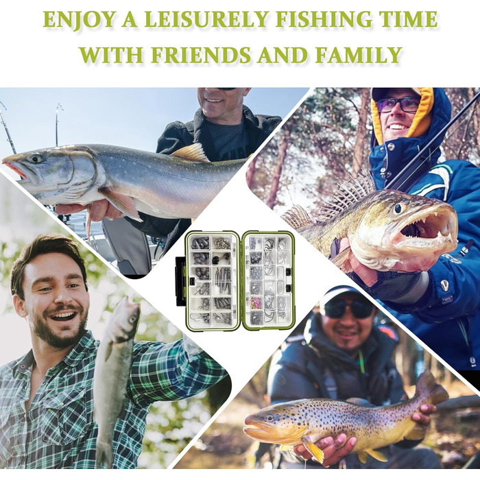 Набір рибальських гачків із 306 предметів, рибальські снасті, набір рибальських вантажів із грузилами, гумові поплавці, рибальські гачки, джиги, рибальські намистини, вертлюги, карабіни, набір рибальського спорядження з коробкою снастей
