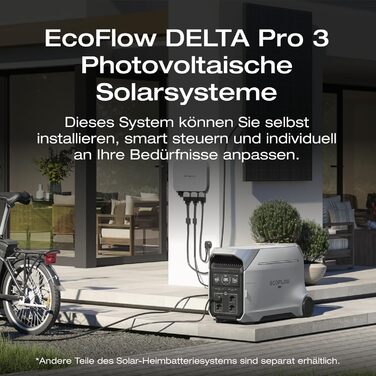 Портативна електростанція EF ECOFLOW DELTA Pro 3, акумулятор LFP 4096 Втгод, можливість розширення до 12 кВтгод, вихідна потужність змінного струму 4000 Вт, сонячний генератор для домашнього використання, кемпінгу, надзвичайних ситуацій, відключення елект