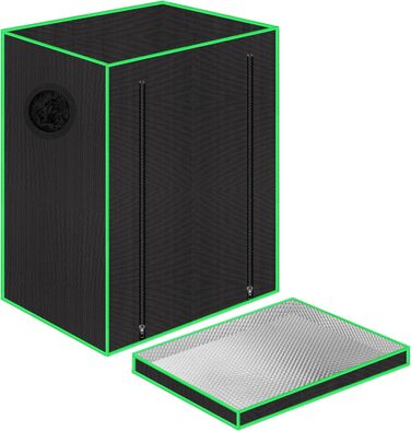 Гроубокс 55x40x65 см з оглядовим вікном, піддоном, вентиляційним отвором та виходом для кабелів (Чорний, Поліестер)