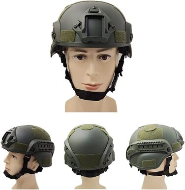 Шолом Fast Padded 22.05-23.62 дюйма одного розміру, страйкбольний шолом, універсальний пейнтбольний шолом, регульована бічна планка, кріплення для NVG, захисний шолом для полювання, зелений страйкбольний шолом, бамп-шолом для пейнтболу