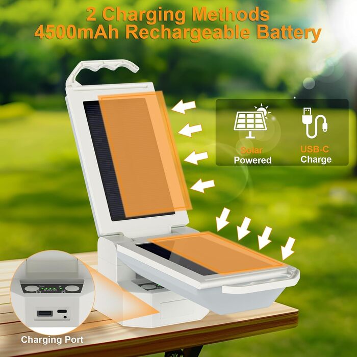 Сонячний кемпінговий ліхтар SoulBay, акумуляторний USB-C, водонепроникний, з регульованою яскравістю, підвісний світлодіодний кемпінговий ліхтар для намету, столу, кемпінгу, походів, складний та портативний, 4 режими світла, 36 годин