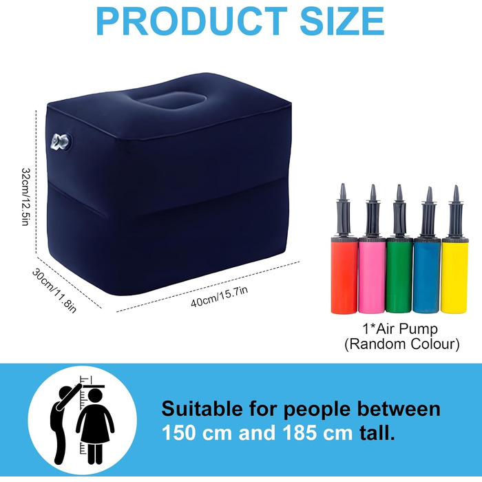 Кубики для міжхребцевих дисків, кубики для позиціонування на степах, великі кубики з пінопласту, подушки для позиціонування на степах, надувні подушки для ніг з насосом, 40 x 30 x 32 см (темно-сині), 2 шари темно-синього кольору