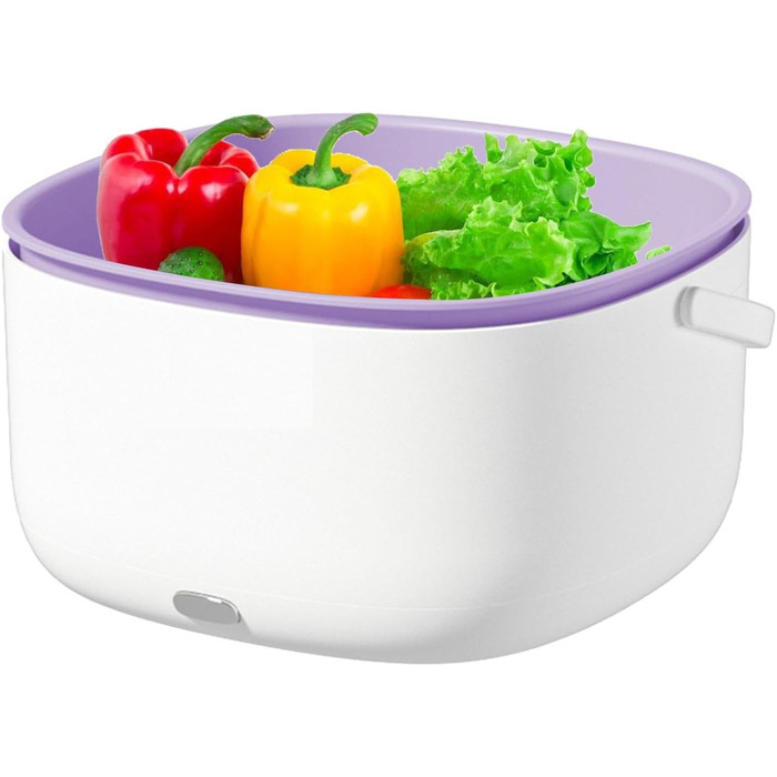 Набір чаш для кухонних ситечок Двошаровий кошик для миття їжі ємністю 8 л, необхідні для приготування кухонні аксесуари для помідорів, огірків, полуниці, персиків, м'яса, риби, креветок Lambo сірий фіолетовий білий