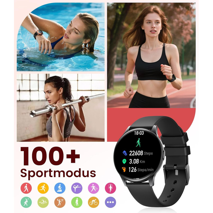 Жіночий смарт-годинник LIGE (2 ремінці), 1,43-дюймовий HD AMOLED-дисплей, смарт-годинник з функцією телефону, фітнес-годинник, спортивний годинник з понад 120 спортивними режимами, відстеження сну, відстеження менструального циклу, годинник для iOS/Androi
