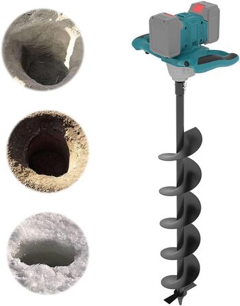 Акумуляторний ґрунтобур для Makita 18V, 1200W безщітковий двигун, для буріння отворів діаметром до 350мм (ґрунт, лід), для встановлення парканів, саду та фундаментів, мішалка для розчину. Постачається без зарядного пристрою та бура (без акумулятора).