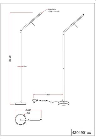 Стійка LED-лампа Trio Filigran 420490107, матовий нікель, 6 Вт, з сенсорним димером