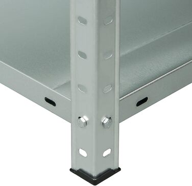 Стелаж для зберігання Metalkas BR1-ECO з 5 полицями, 185x100x40 см, полиці з регульованою висотою, до 350 кг, надміцний стелаж, стелаж для підвалу, стелаж для майстерні, оцинкований, виготовлений з металу, сріблястий