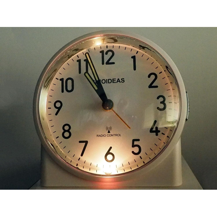 Радіокерований будильник, аналоговий радіокерований будильник без цокання, з нічником та функцією повтору будильника, потрібна 1 батарейка типу АА 1,5 В (не входить до комплекту) (чорний)