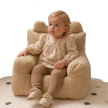 Дитяче м&39яке крісло Надзвичайно м&39який чохол з плюшевого тканини Можна прати та легко доглядати Затишне дитяче крісло зі спинкою Для спалень та ігрових кімнат (коричневий)