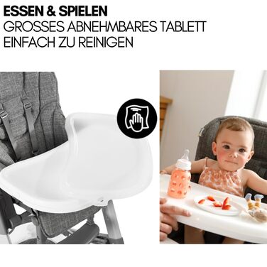 Дитячий стільчик для годування hauck Grow Up з функцією нахилу від народження - Дитячий стільчик зі столиком, на коліщатках, склад