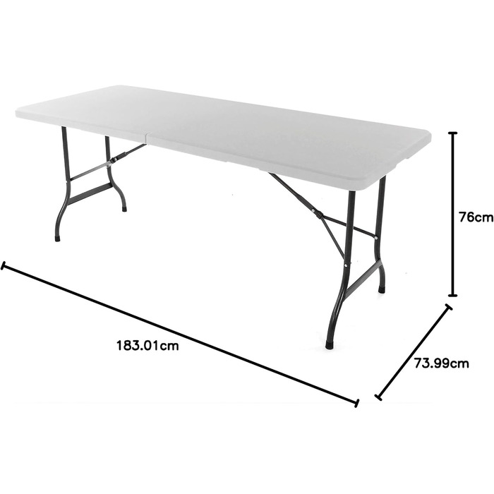 Стіл для вечірок Nexos, розкладний стіл, пивний стіл, садовий стіл, обідній стіл, фуршетний стіл з ручкою для перенесення, вигляд ротанга, 180 x 75 см, антрацитово-сірий, міцний сталевий каркас (білий гладкий)