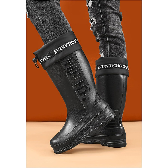 Чоловічі гумові чоботи до литок, водонепроникні, нековзні, гумові, чоботи для чоловіків, зручні, для садівництва, рибальства, для подвір&39я, ферми, на природі, для роботи, з регульованим шнурком, чорні