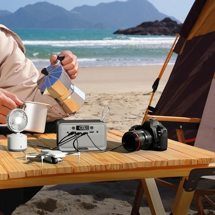 Кемпінгова електростанція Revolt Powerstation Електрична станція та сонячний генератор потужністю 89,6 Втгод, 230 вольт, 100 Вт (літій-літій-полімерний акумулятор, з виходом 12 вольт, ноутбук)