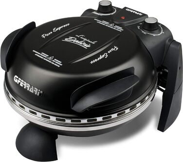 Піца для екстер'єру, піч для піци, 1200 Вт, 400C, кам'яна вогнетривка (діаметр 31 см), таймер 5', кулінарна книга в комплекті, чорна, 31,6 x 31,6 x 25 см, 3 Ferrari G10006