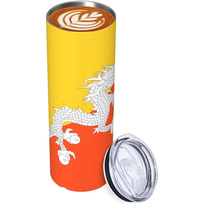 Кухоль з прямою трубочкою, дизайн прапор Королівства Бутан, дорожній кухоль з принтом, підходить для кемпінгу, офісу та дому, 590 мл