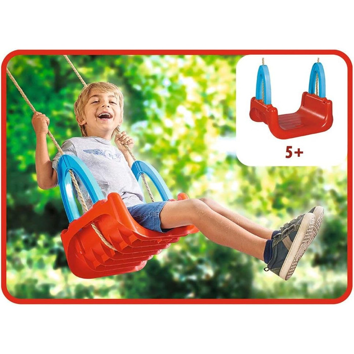 Гойдалка 3 в 1, мотузка попередньо змонтована, висота гойдалки приблизно 120 см, ширина сидіння 28 см, жовтий/синій/червоний/зелен