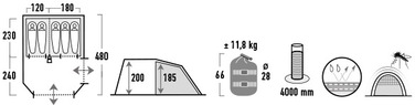 Намет п'ятимісний High Peak Paros 5 Dark Grey/Green (11566)