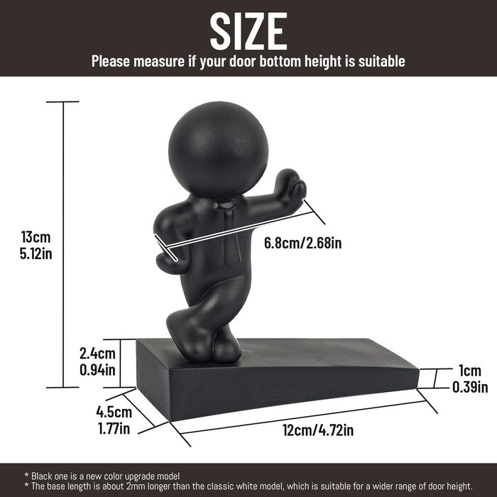 Симпатичний дверний обмежувач, 2 шт. декоративний обмежувач для дверей, ефективно тримає двері відчиненими, чорно-білий Білийчорни