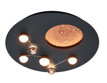 Стельовий LED-світильник Trio Leuchten Zodiac 644810132, матовий чорний метал, 42 Вт, з перемикачем диммера (Чорний матовий/Кава)