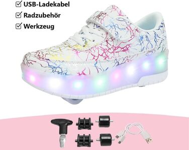 Роликові ковзани HUSKSWARE, взуття для хлопчиків та дівчаток, 4 колеса, взуття для скейтбордингу, регульоване, дитяче взуття з колесами, чорно-біле, розміри 28-40 EU, 668 білий, 2 колеса, розмір 31 EU