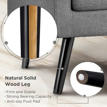 Крісло Yaheetech з підлокітниками, зручне та сучасне, крісло під телевізор, крісло-реклайнер, крісло для вітальні, клубне крісло, диван, вантажопідйомність 136 кг, темно-сірий, темно-сіра поліестерова тканина