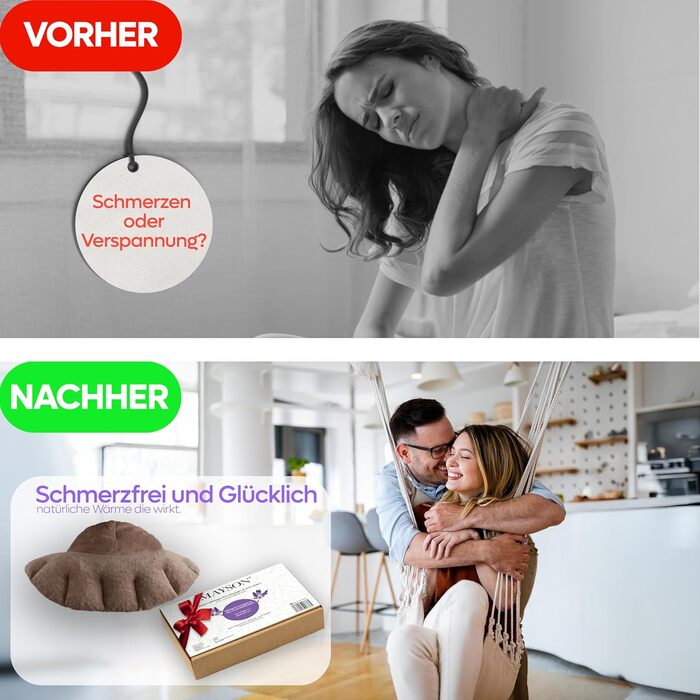 Подушка для шиї та плечей MAYSON з вишневими кісточками для мікрохвильової печі - Зернова подушка з лавандою - XXL тепла подушка з коміром-стійкою - Ароматерапія для релаксації