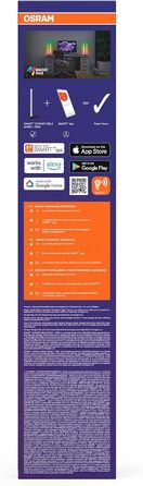 Розумна світлодіодна кутова настільна лампа Osram Smarte LED, 7.5 Вт, Magic RGB (кольори та ефекти), чорна, з пультом керування, IP20, диммер, 40 см
