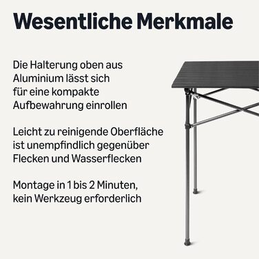 Кемпінговий стіл Storeo Basics, великий, 70,4 см (Ш) x 70,4 см (Г) x 69,9 см (В), чорний