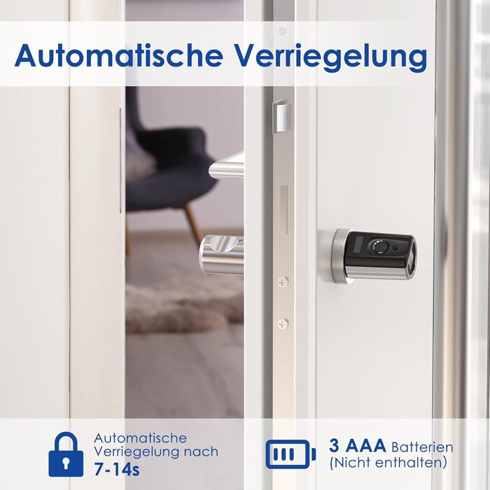 Дверний замок WELOCK Touch41 відбиток пальця, електронний дверний замок з RFID-картою, APP, WiFi, дверний замок із відбитком пальця, замок із відбитком пальця IP65, циліндр замка для дверей від 50-100 мм, розумний дверний замок