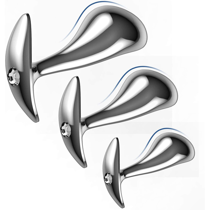 Набір металевих анальних пробок Yivans, Ø24 мм, 29 мм, 36 мм,з кристалом, 3 шт.