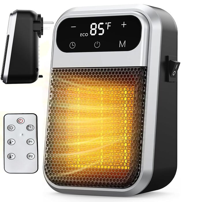 Підключається до мережі з вентилятором та дистанційним керуванням, міні-керамічний вентилятор для ванної кімнати, енергозберігаючий, тихий обігрів, променевий обігрівач потужністю 800 Вт з 12-годинним таймером, термостатом та захистом від перегріву для сп